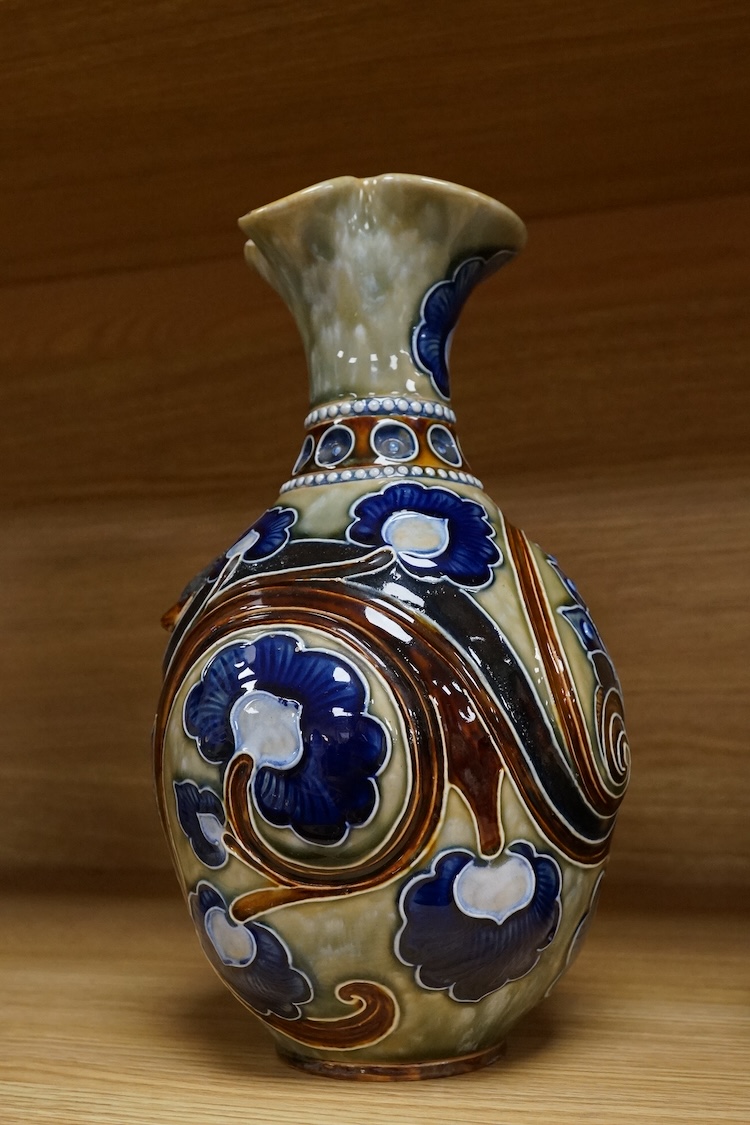 Mark V. Marshall, a Doulton Lambeth bowl, together with a Frank Butler jug, lacking handle, largest 25cm high